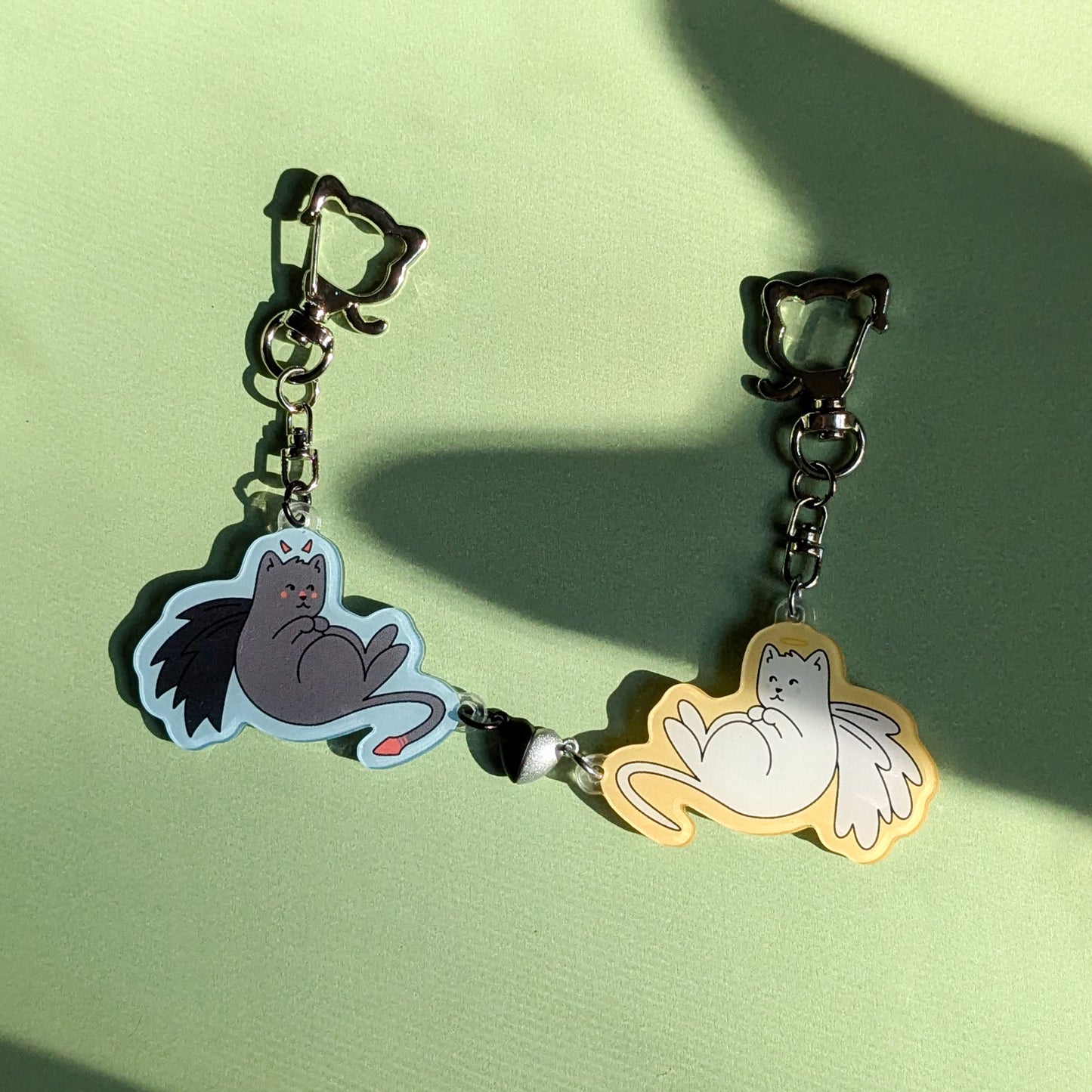 Angel & Devil Cats Magnetic Keychain Set