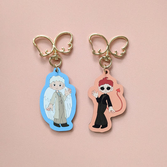 Good Omens Wooden Keychain Set 🌿