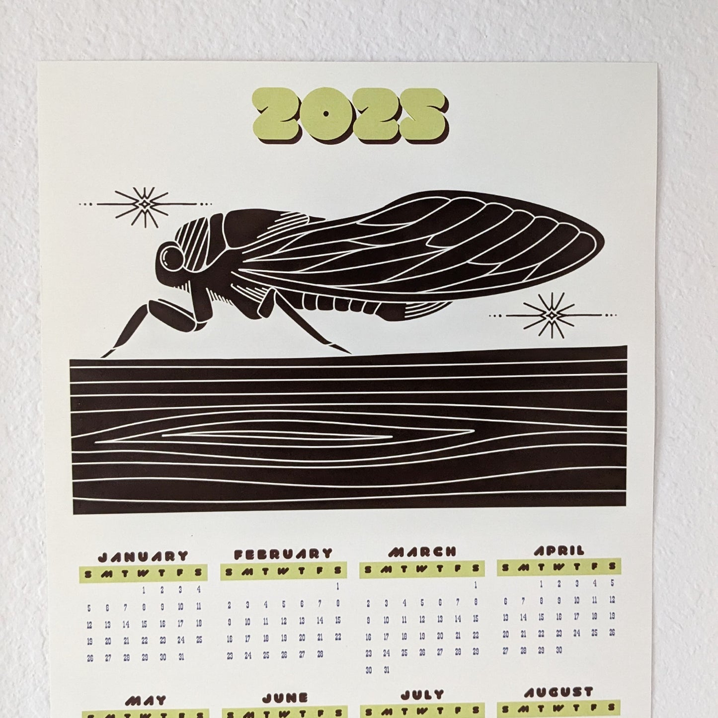 2025 Cicada Wall Calendar 🌿